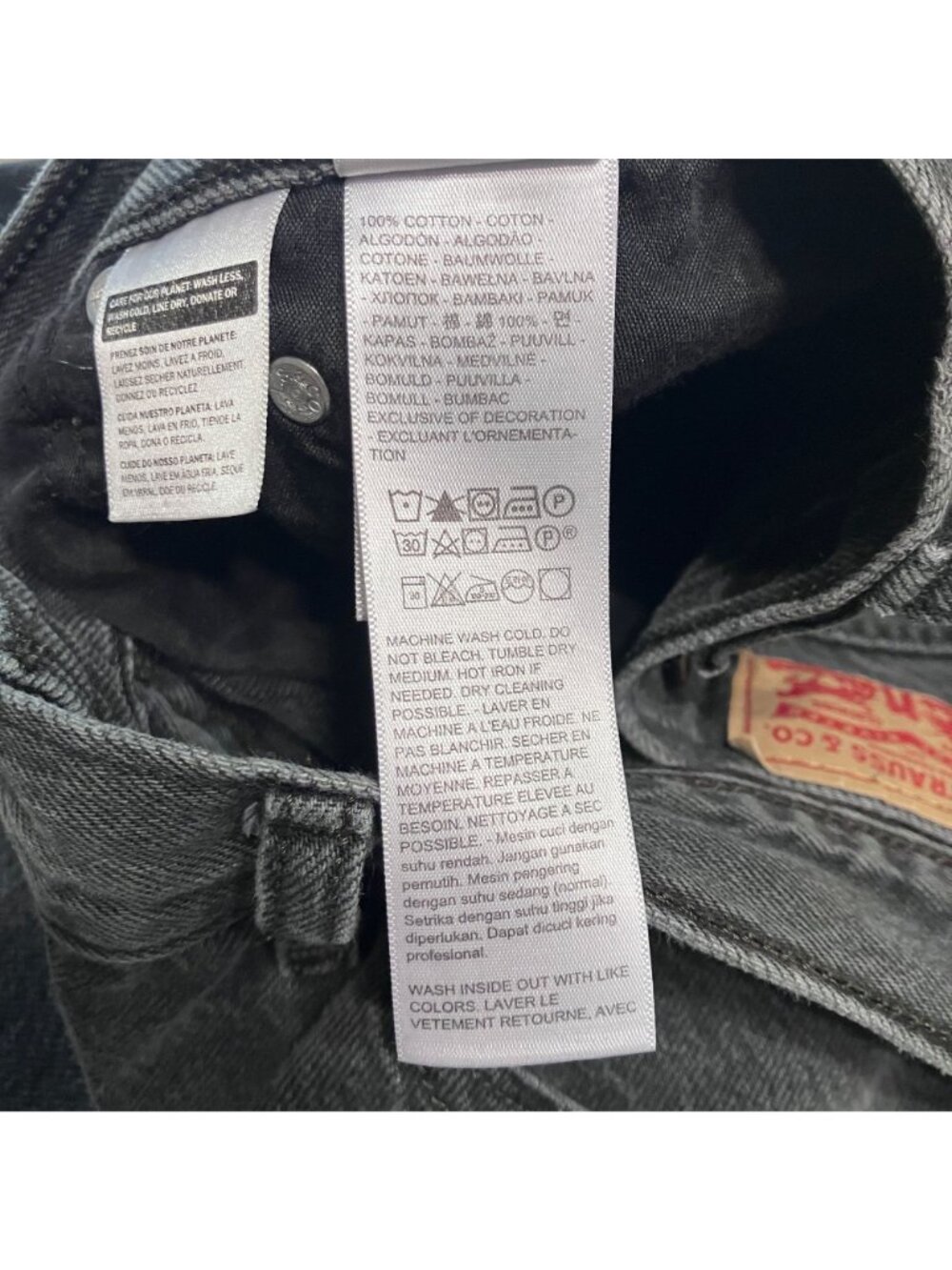 Levi's Womens Cinch Baggy Wide Leg Jeans Size 33 X 26  (US 16) Black AN NWT - Picture 8 of 12